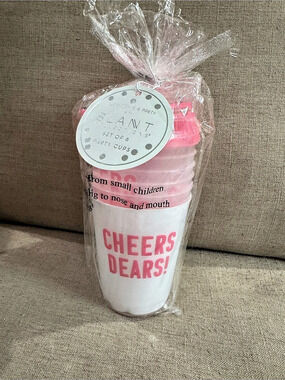 Slant Collection Party Cups Set of 6 in Pink & White NWT CHEERS DEARS